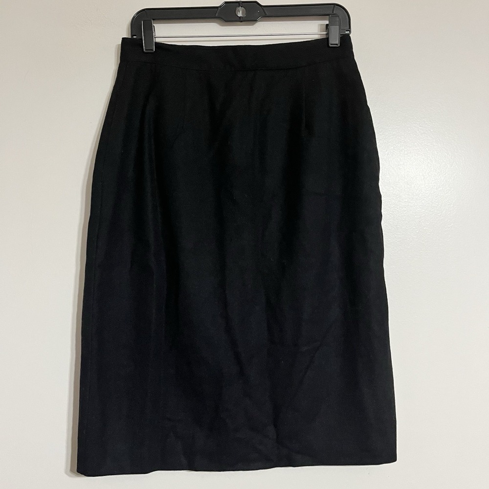 Vintage Black 100% Wool Pencil Skirt Diversity Petite Size 14‎ Career Wear